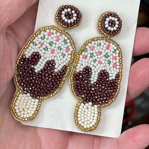 Beaded ice cream bar pierced earrings. - Picture 6 of 7